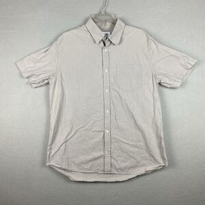 No Nationality NN07 Shirt XL Men Beige Linen Blend Short Sleeve Casual Button